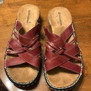 Naturalizer leather brown slide sandals size 10